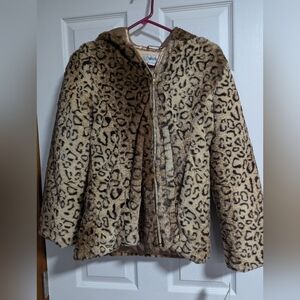 Amy Byer Tan Leopard Print Kids Puffer Jacket